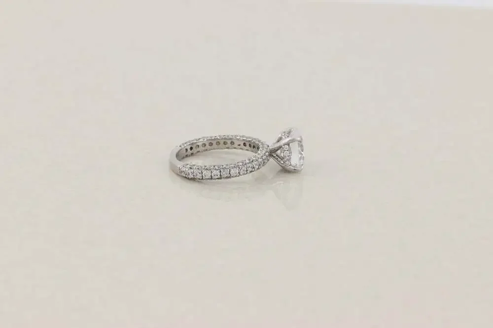 Sterling Silver Sparkly High Set Cubic Zirconia Solitaire Ring Pave Set Band 5.5